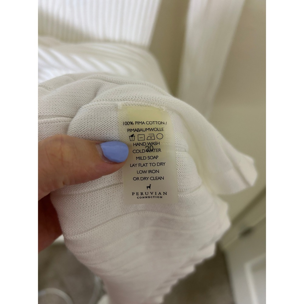 Peruvian Connection‎ Dress Rivoli White Long Sleeve Size L Pima Cotton natural - Picture 3 of 9